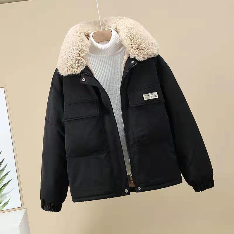 Winter Short Thickened Windproof Cold Warmth Loose Loose with Fur Collar Casual Self-cultivation Overcoming Ladies Jacket