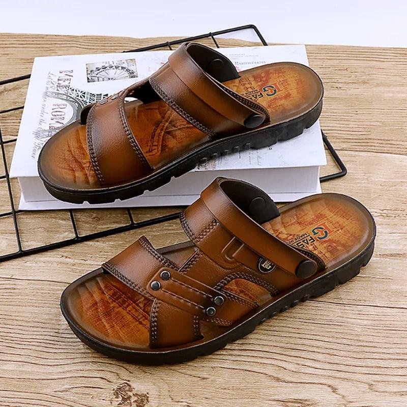 Summer Sandals Oil Spray Men's Sandals Go Out Beach Shoes Breathable Sandals Soft Bottom Slippers Dual-use Flip-flops Casual Waterproof Sandals