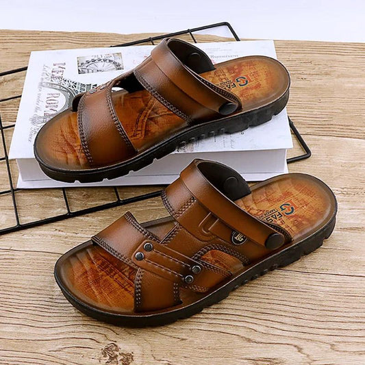 Summer Sandals Oil Spray Men's Sandals Go Out Beach Shoes Breathable Sandals Soft Bottom Slippers Dual-use Flip-flops Casual Waterproof Sandals