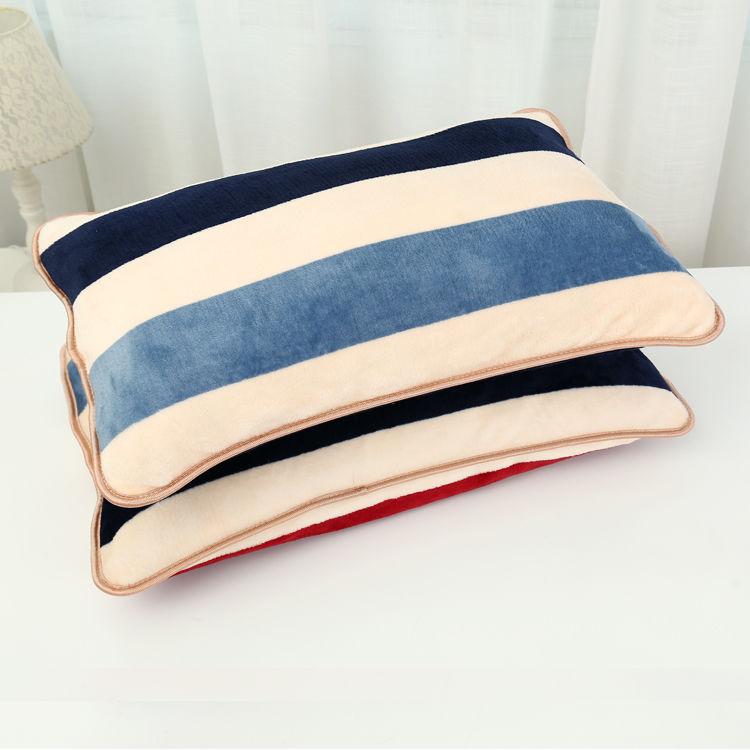 Coral Velvet Pillowcase Flannel Pillow Cover Winter Thicken A Pair of Pure Color Zipper Pillowcases 48*74cm