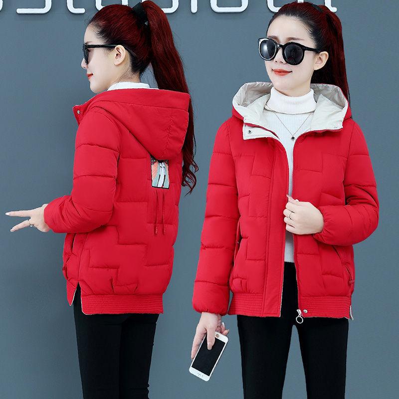 Short Hooded Down Padded Jacket Winter Women's Padded Jacket Cotton-padded Jacket Loose and Thick Warm Jacket Wild and Simple