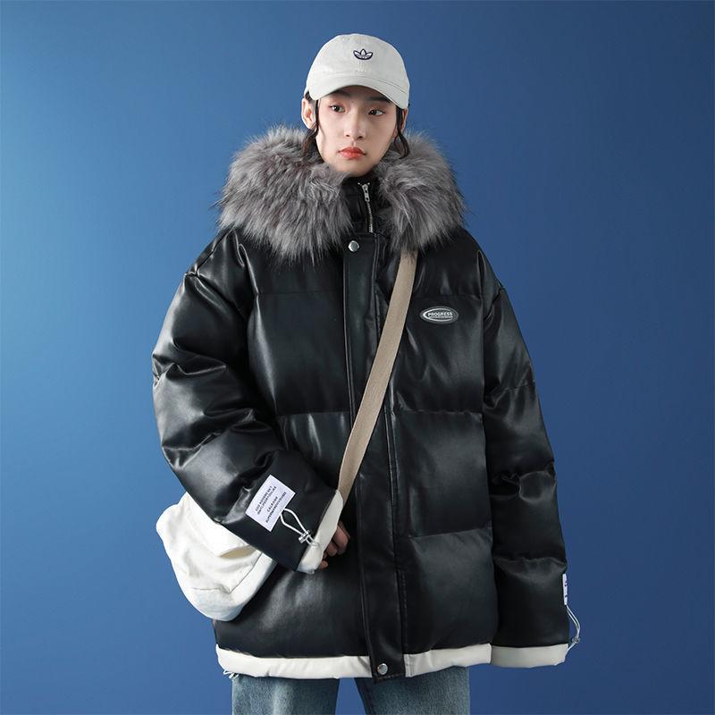 Women's Winter Cotton-padded Jacket Fluffy Big Fur Collar Hooded Loose Thick Bread Coat Cotton-padded Coat Winter Warm Loose Cotton Coat Jacket