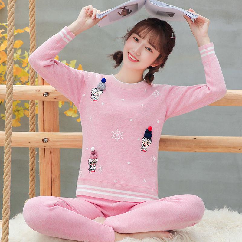 Women Warm Pajamas Thermal Underwear Homewear Winter Basic Set