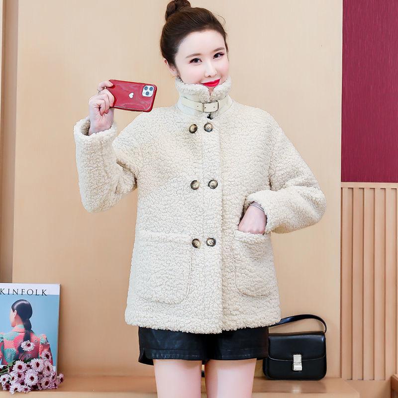 Lamb Wool Short Coat Female Autumn and Winter Korean Loose Faux Fur One-piece Lamb Wool Granular Fleece Coat