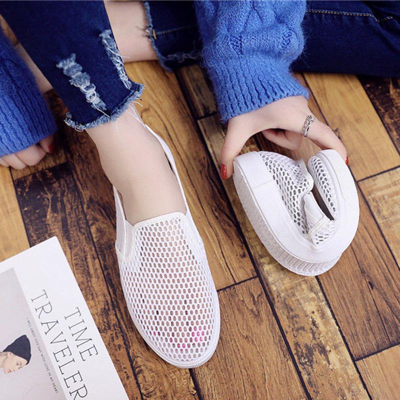 Summer Mesh Breathable White Shoes Female One-foot Flat-soled Student Net Shoes Sports and Leisure Korean Sneakers Old Beijing Women's Shoes