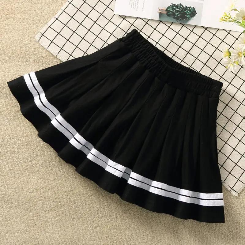 Girls' Pleated Skirt Korean High Waist Skirt Spring Summer School Skirt Children's Striped Performance Skirt