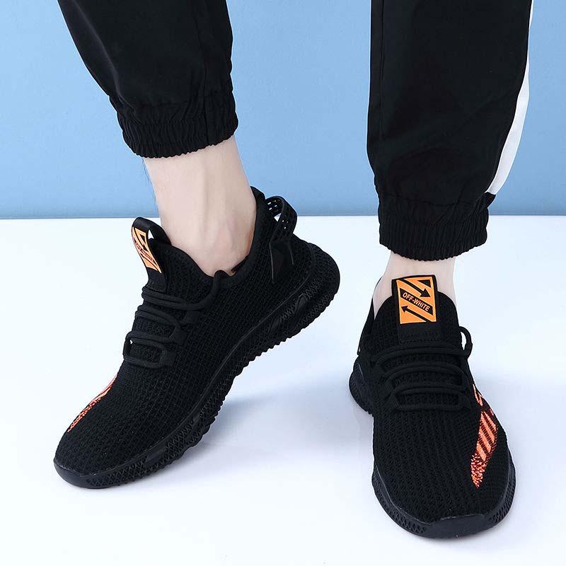 Plus Size 38-44 Men Flying Woven Mesh Sneakers Comfortable Breathable Running Basketball Shoes Casual Shockproof Non-slip Shoes