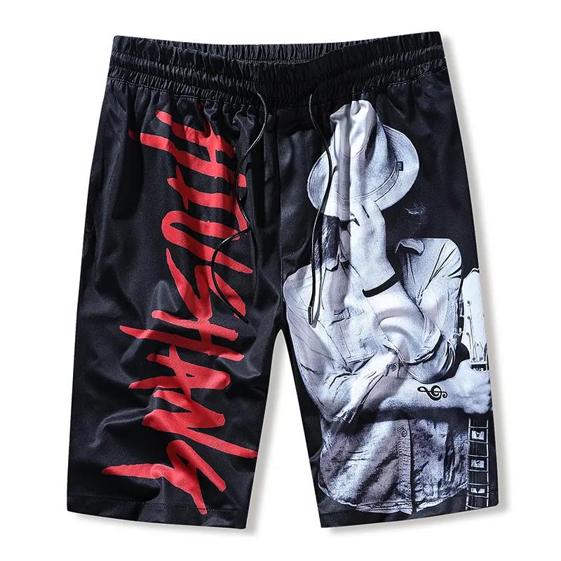 Summer Ice Silk Men's Shorts Casual Sports Five-point Pants Loose Large Size Beach Pants Thin Digital Printing Pants