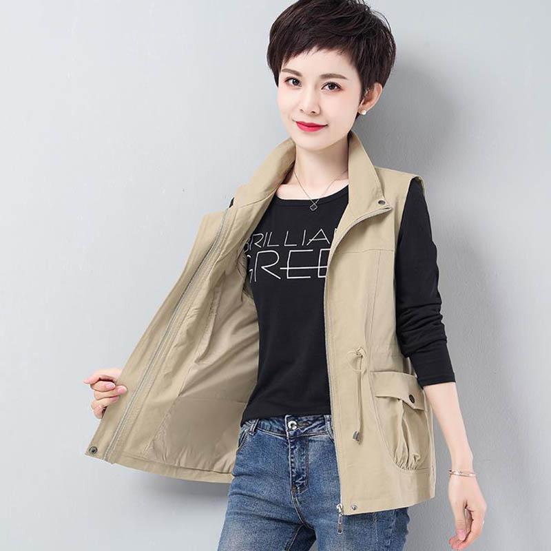 Spring and Autumn Women's Waist Waist Slimming Waistcoat Women's Short Loose Loose Mother's Wear Casual All-match Vest Waistcoat