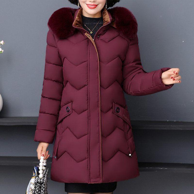 Winter Jacket Middle-aged and Elderly Cotton-padded Jacket Women's Down Cotton-padded Jacket Large Size Mid-length Thick Warm Cotton Jacket