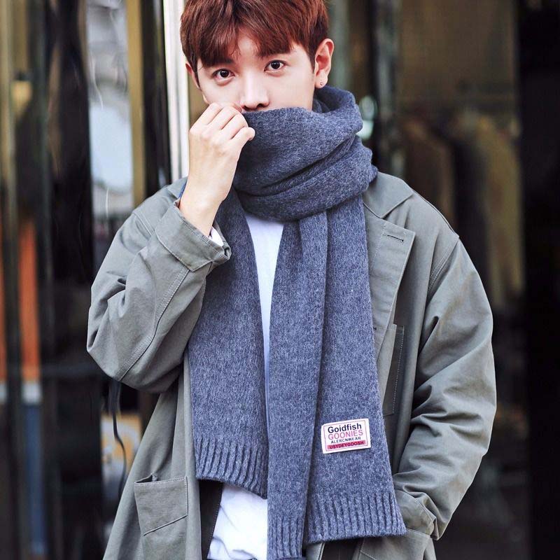 Men's Scarf Winter Students All-match Thickened Youth Cashmere Knitted Warm Scarf