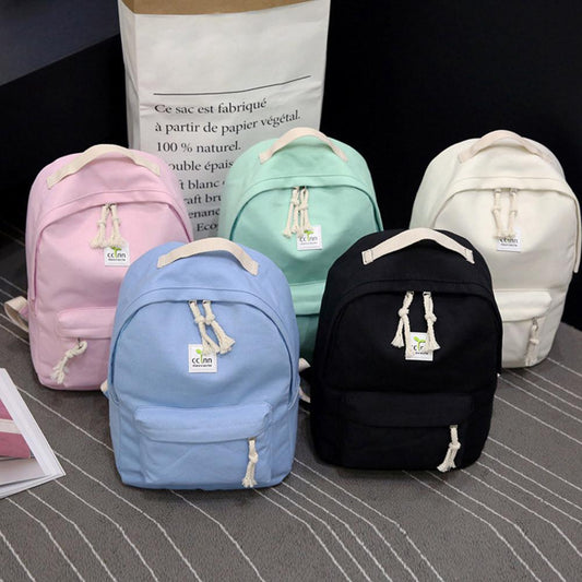 Canvas Backpack College Wind Women Canvas Backpack 2pcs/set Rucksack