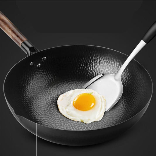 Handmade Iron Pot Genuine Forged Frying Pan Non-stick Pot Iron Pot Uncoated Induction Cooker Gas Pan Universal