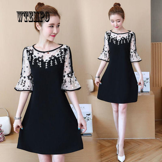 Wtmpo Vintage Summer Lace Sheath Bodycon Party Dress Length Slim Black Women Clothing Party Dress