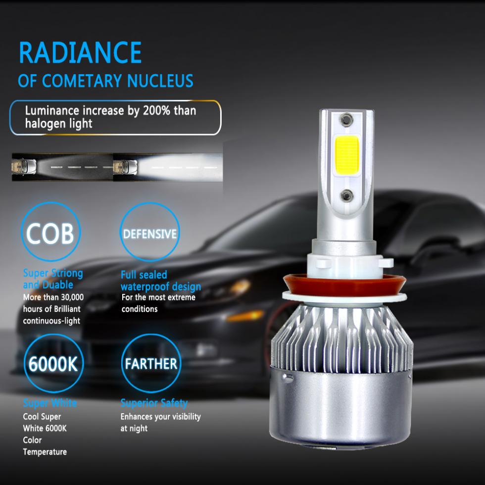 2pcs C6 10800LM 6000K 120W COB LED Car Headlight Kit Hi / Lo Light Bulbs