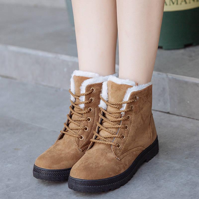 Women's Winter Boots Ankle Botas Mujer Warm Plush Insole Shoes Lace Up Women Snow Boots Cotton Boots