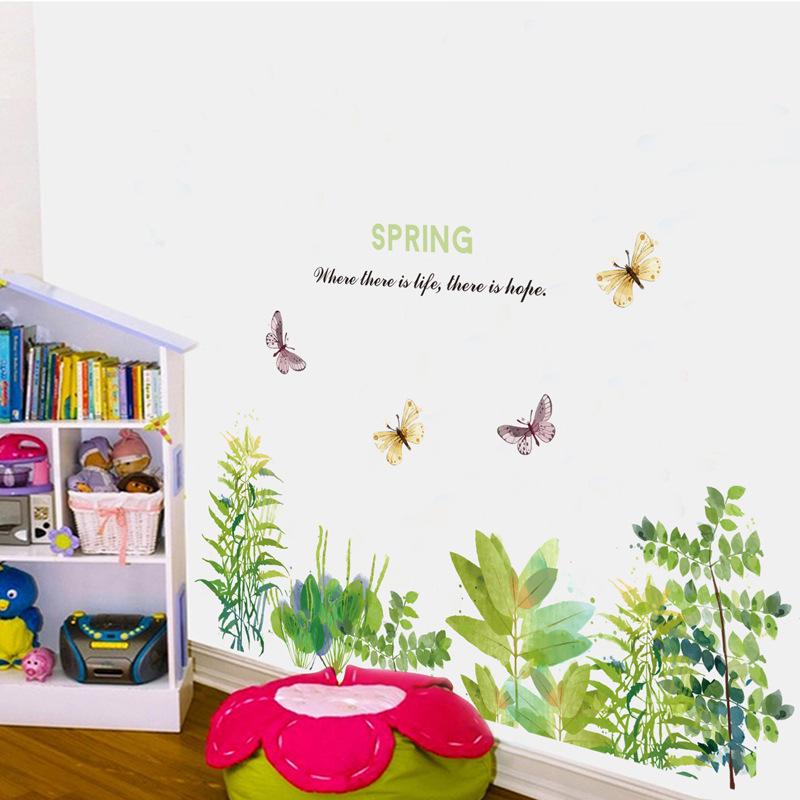 Wallpaper Creative Warm Romantic Baseboard Wall Sticker Butterfly Garden Flowers Custom Wall Sticker