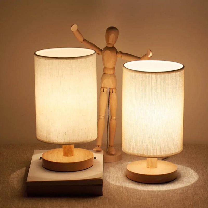 Creative Solid Wood Bedroom Bedside Simple Modern Creative Decoration Night Light Warm Light Table Lamp Energy-saving Bedside Lamp