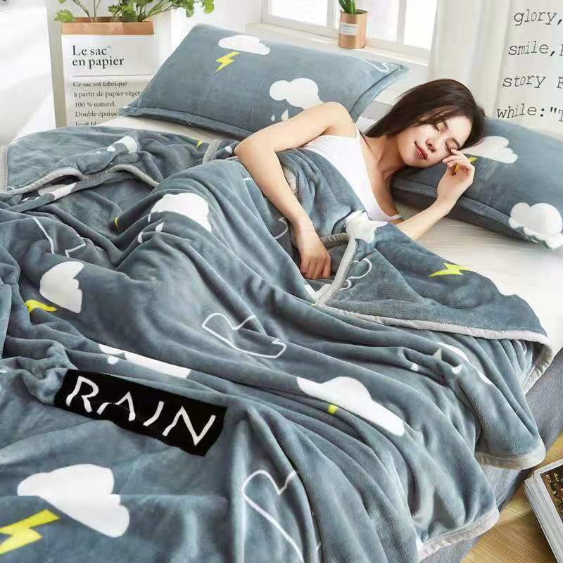 Winter Coral Fleece Blanket Flannel Blanket Cover Blanket Thicken Bed Sheet Air Conditioning Blanketsuper Warm Soft Solid Blanket