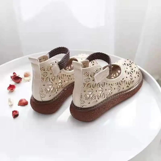 Summer Cotton and Linen Comfortable All-match Doll Shoes Literary Retro Hollow Baotou Thick-soled Big-toed Shoes Sandals