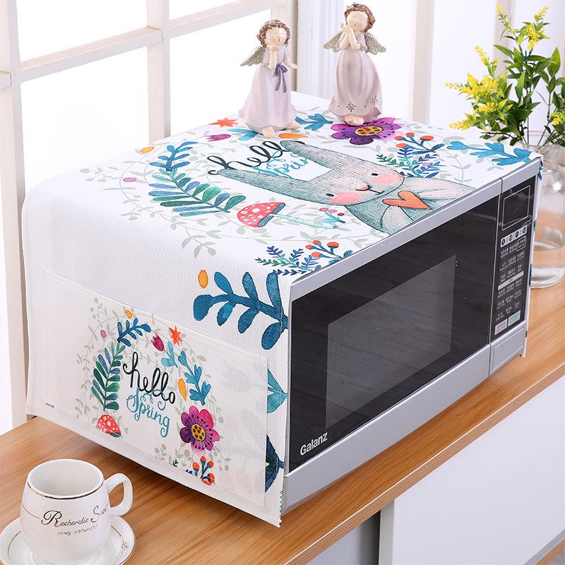 Kitchen Microwave Cover Microwave Oven Hood Oil Dust Cover with Storage Bag Kitchen Accessories Supplies Home Decoration