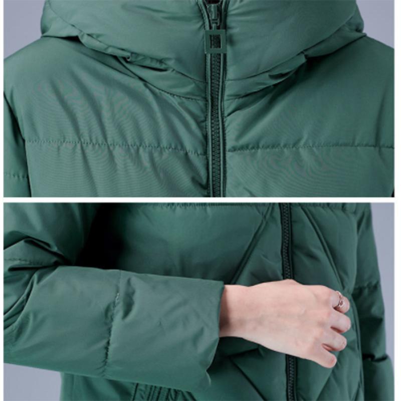 Women's Mid-length Down Jacket Winter Korean Loose Cotton Clothes Casual Hooded Padded Jacket