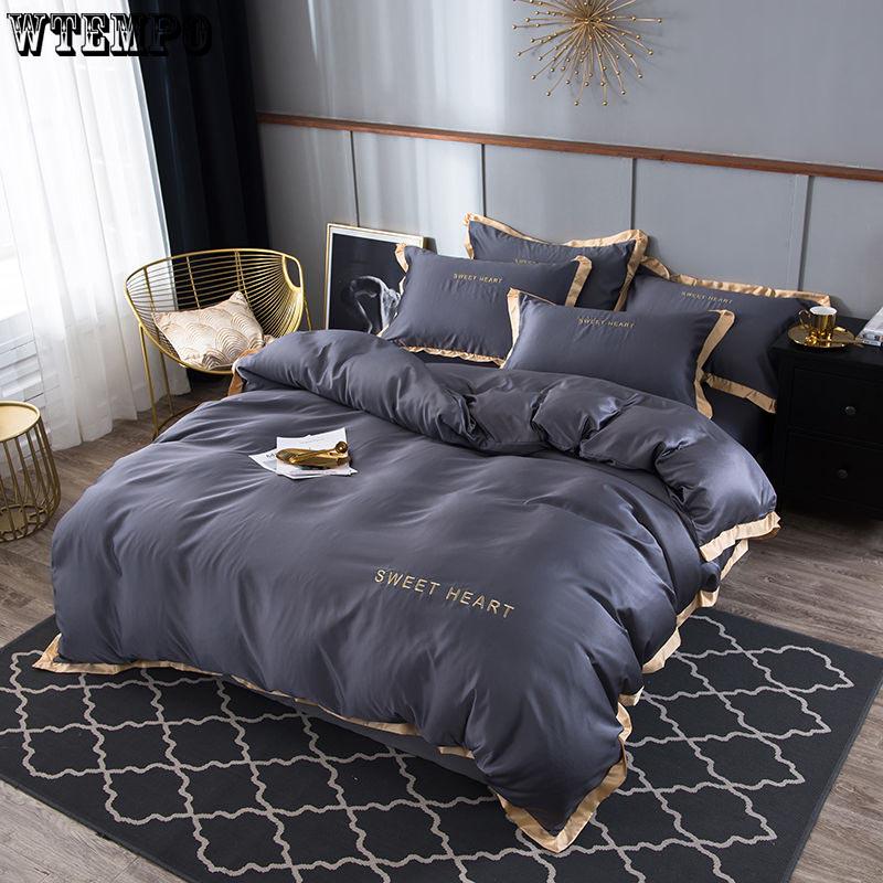 Bedding Sets Quilt Cover Duvet Cover Luxury 4pcs Home Furnishing Ice Silk Luruxy Bedclothes