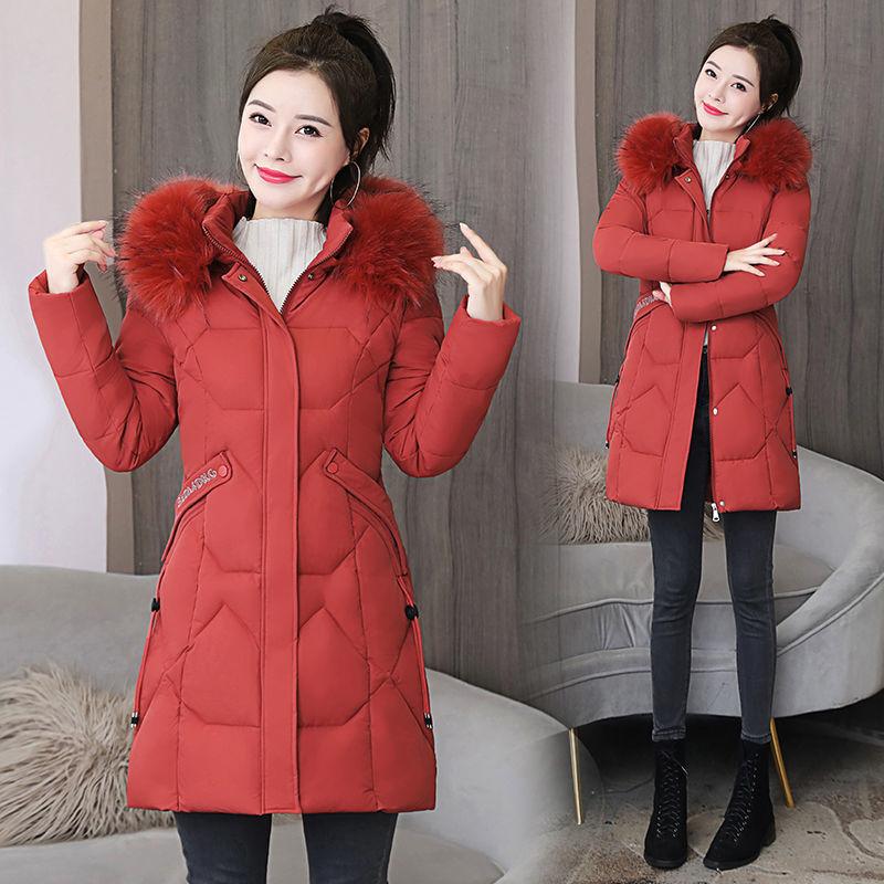 Down Jacket Women's Mid-length Korean Fashion Slim Fit All-match Thick Warm Winter Jacket