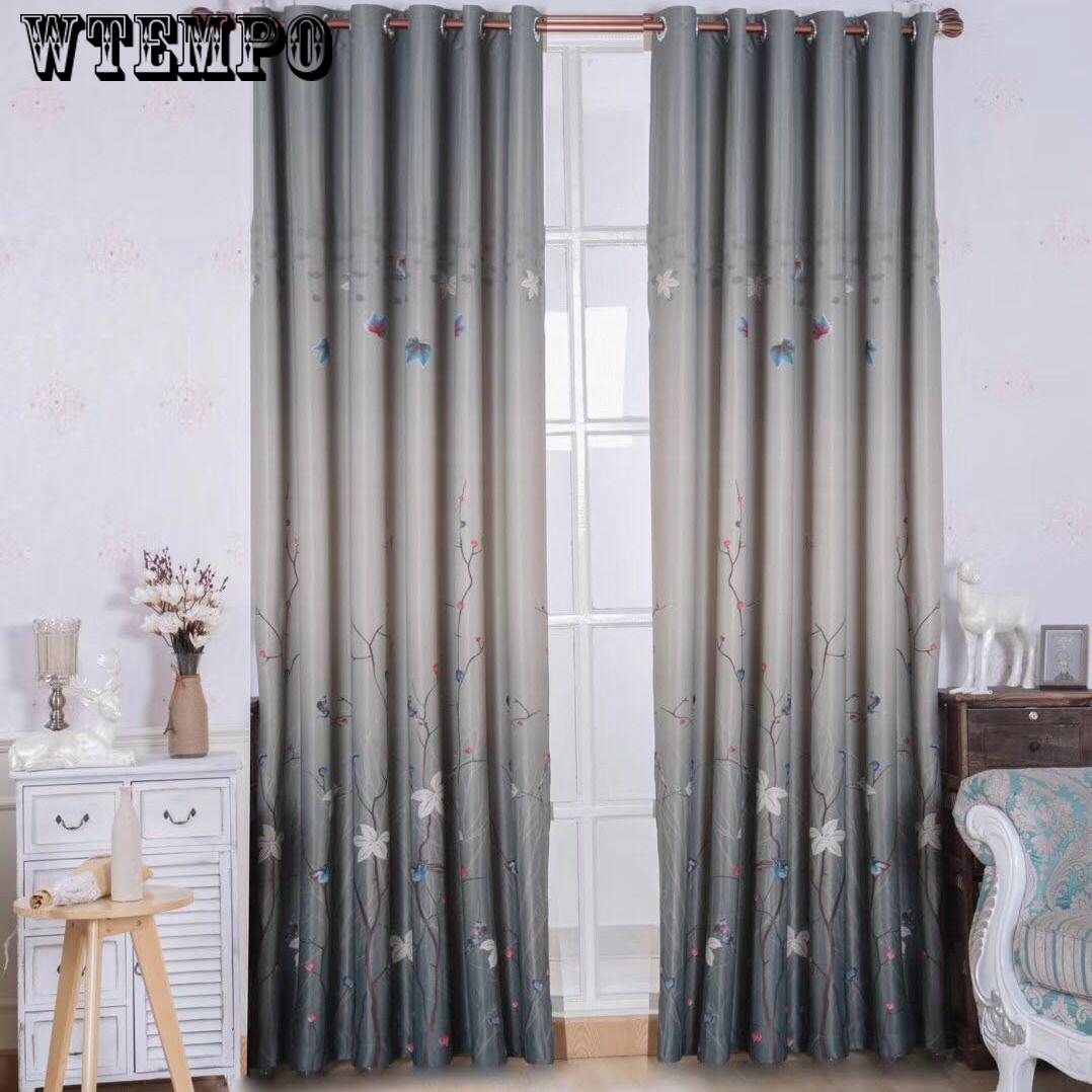 WTEMPO Curtain Finished Window Blackout Curtains European Style Shade Embroidery Blackout Curtains