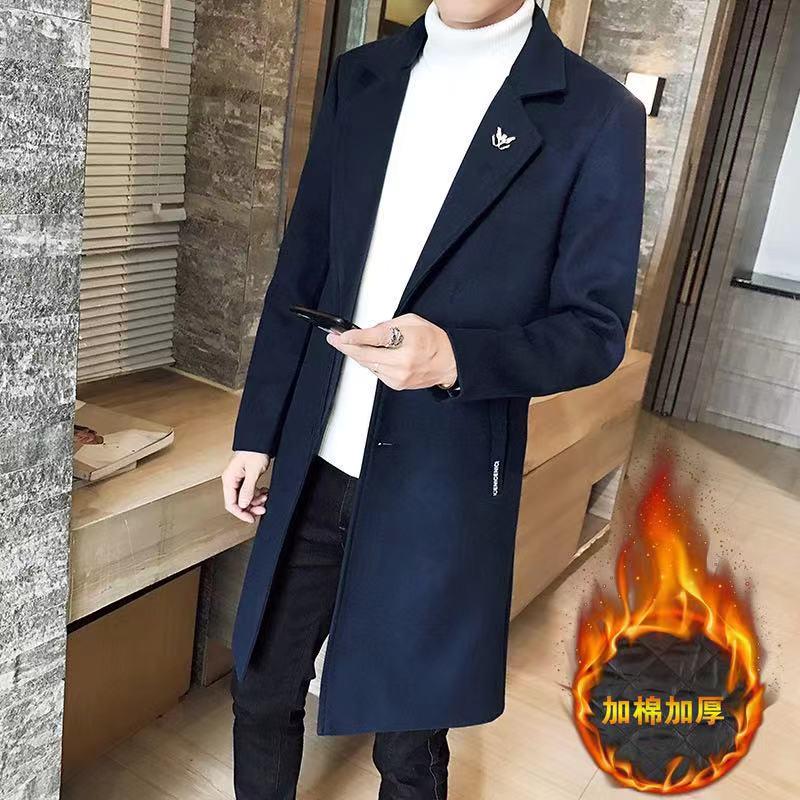 Men Woolen Coat Autumn Trench Coat  Slim Fit Wool Jacket Coat Men Long Coats Fashion Overcoats