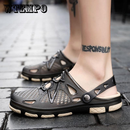 New Summer Hole Shoes Men's Slippers Casual Fashion Half Slippers Slip Lazy Beach Shoes Sandals