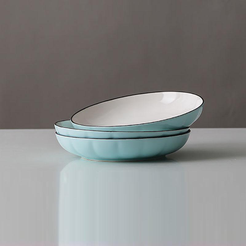 Household Dishes Creative Ceramic Bowl Dishes Simple Pure Color Dishes Pumpkin Bowl Dishes