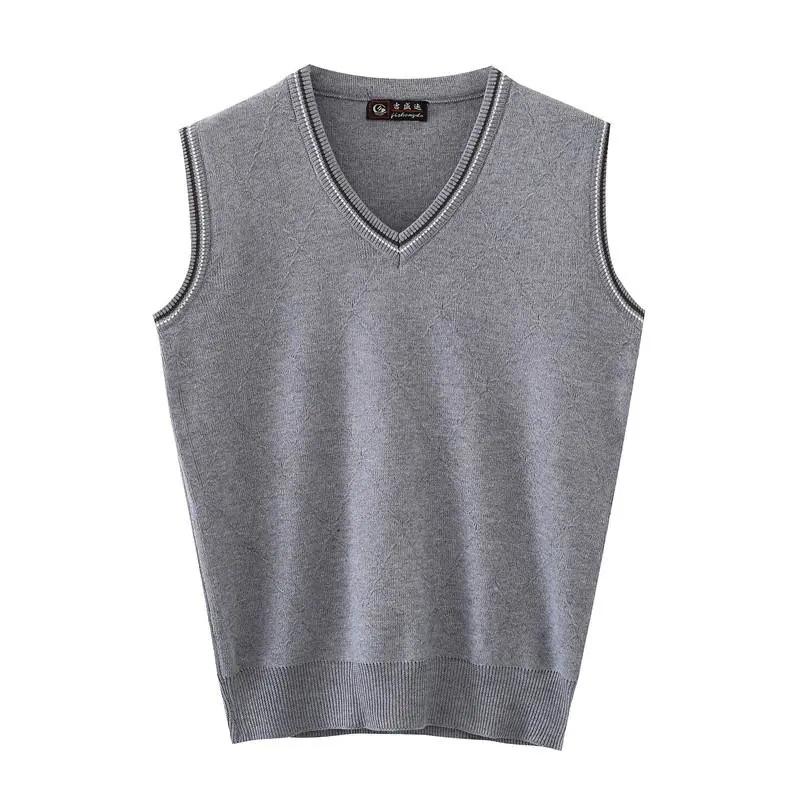 Woolen Vest Middle-aged Men's Tight-fitting Bottoming Knitted Sweater Vest Business Solid Color Set-back Spring and Autumn Clothes