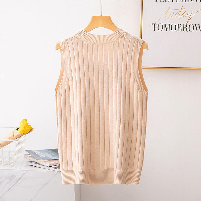 Spring and Autumn Thick Knit Top Loose V-neck Versatile Vest Fashion Knitted Women's Vest