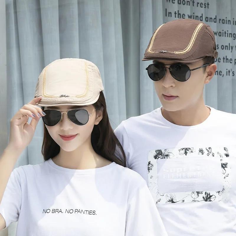 Men's Beret Sun Hat Casual All Match Peaked Cap Women's Cotton Hat Outdoor Sun Protective Hat Painter Cap