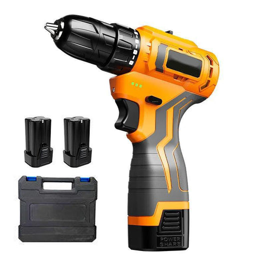 Household Luxury Cordless Drill Set Large Torque Electric Screwdriver with Two Batteries and Tool Box