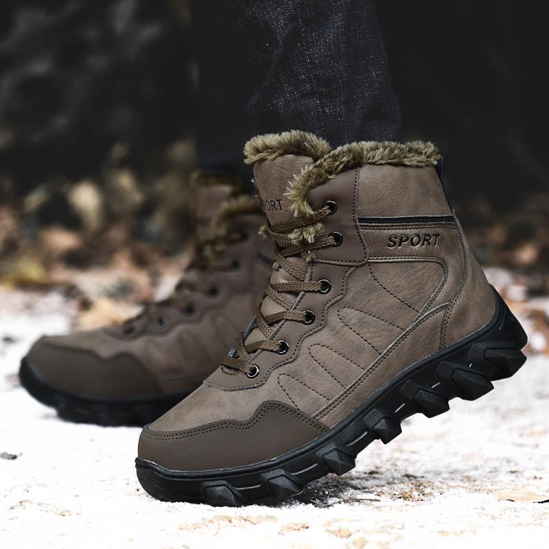 Snow Boots Men's Winter Warm Thick PlushShoes Waterproof Outdoor Men's Cotton Boots Size 38-48