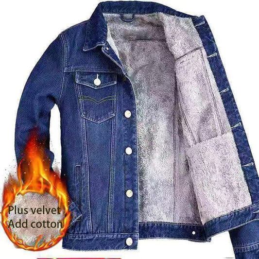 Fall/winter Plus Velvet Denim Jacket Men's Thick Plus Size Coat Thick Warm Cotton Top