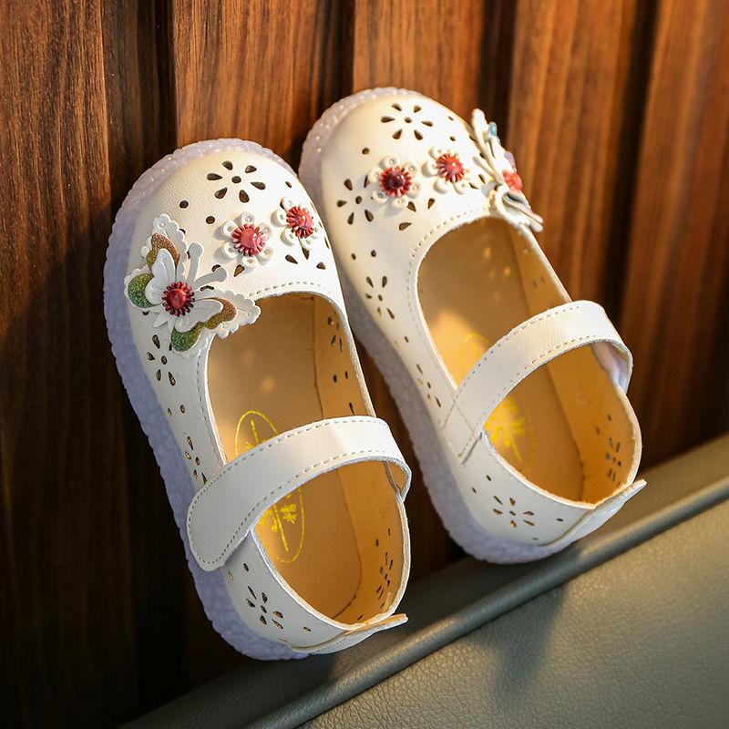 Spring and Autumn Girls' Leather Shoes Hollow Student Net Red Princess Shoes Baby Children's Dance Shoes Children's Single Shoes