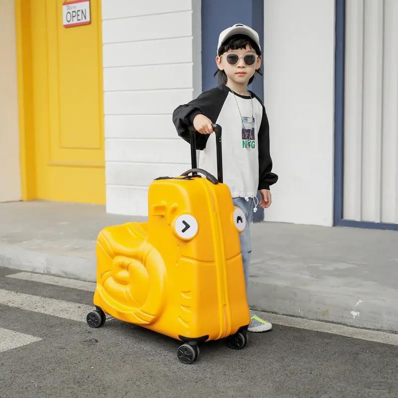 1-6 Years Children's Seated Wheeled Suitcase 20 Inch Sliding and Rolling Suitcase Boy Girl Sliding and Rolling Travel Code Luggage Trunk