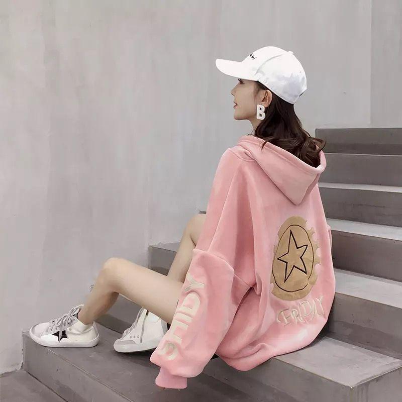 Sweatshirt wild large size long sleeve warm hooded top autumn and winter sweater cotton women's