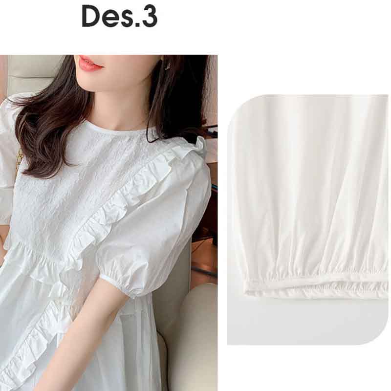 White Summer Short-sleeved Women's Design Sense Niche Fashion Casual Small Shirt Puff Sleeve Chiffon Top