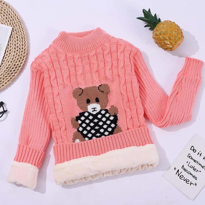 Children's Sweater Autumn and Winter Children's Clothing Plus Velvet Warm Knit Sweater Boys and Girls Sweater Pullover Bottoming Shirt