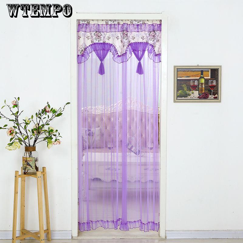 WTEMPO Lace Spinning Mute Anti-mosquito Long Curtain Free Punching Telescopic Rod Curtain Bedroom