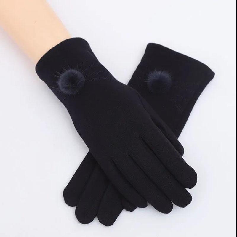 Winter Touch Screen Cotton Gloves Korean Fashion Bow Gloves Windproof and Warm Finger Gloves for Women