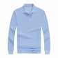 Solid Color Polo Shirt Lapel Long Sleeve T-shirt Pure Cotton Long Sleeve Can DIY Pattern