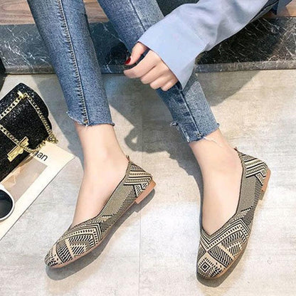 Flat Women's Shoes Knitted Single Shoes Spring and Summer Breathable Soft-soled Ballet All-match Fly Woven Lazy Shoes