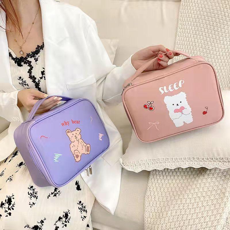 Portable Outing Storage Bag Travel Cosmetic Bag Portable Korean Wash Bag Large Capacity Cosmetic Storage Female Bag Cartoon Pattern Bag