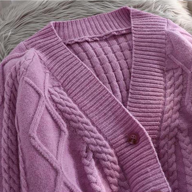 Autumn and Winter Woolen Cardigan Jacket Short Knitted Women Loose Top Casual Lantern Sleeve Women Sweater