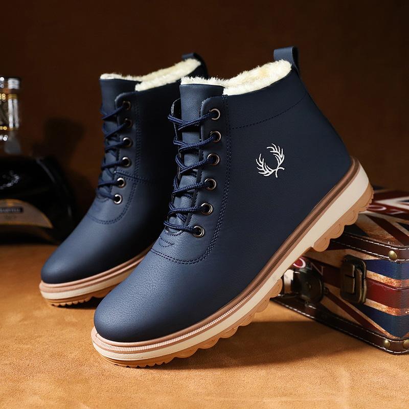 Winter Boots Men's Warm and Velvet High-top Cotton Shoes Leather Boots Men's Thick Snow Boots Short Boots Men